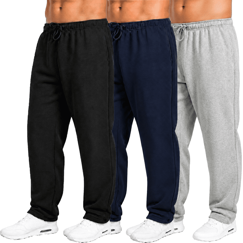 Men's Fleece-Lined Open Bottom Joggers - Heavyweight Casual & Gym Pants