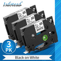 3-Pack Laminated Label Tape Replacement for Brother TZe-231 12mm White on Black