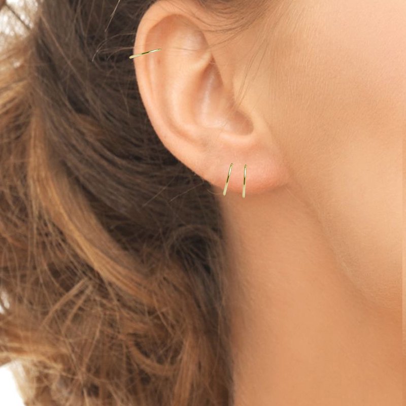 Small 10mm Endless Hoop Earrings Set - Gold Silver Black Rose Gold