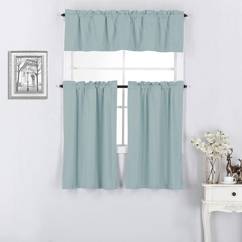 Blackout Kitchen Curtains 3-Piece Set - Privacy, Light Blocker, Noise Reducing