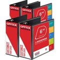 3 Ring Binder Set with Pockets - 8.5 x 11 Clear View White & Black Binders (4 Pack, 6 Inch Rings)