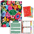 3 Ring Recipe Binder Set with Plastic Sleeves & Recipe Cards - 8.5x11 Inch Organizer, Blooming Flowers Design