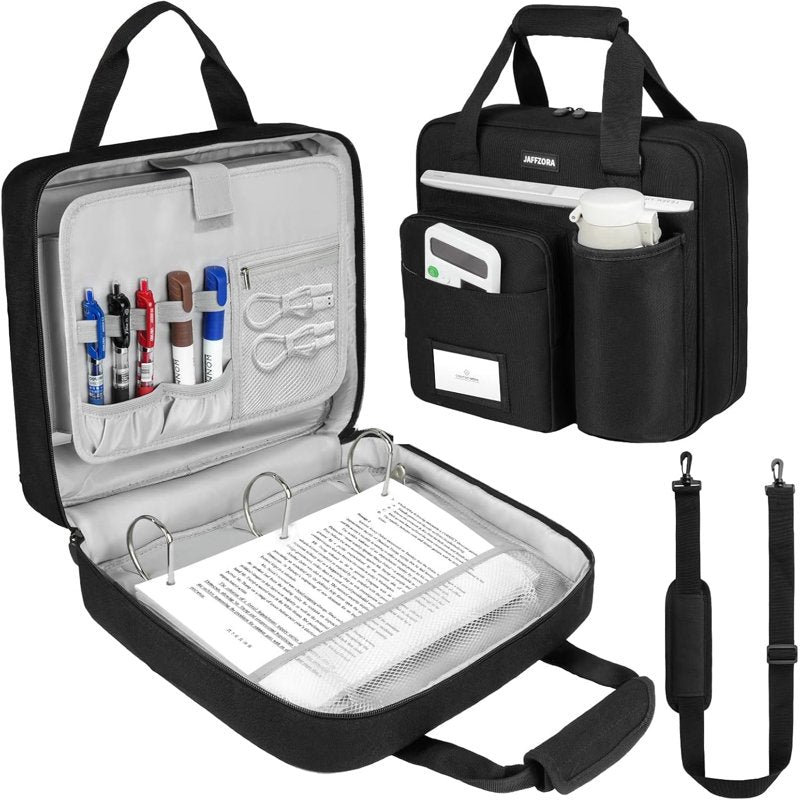3 Inch D-Ring Zipper Binder Bag with 700 Sheet Capacity and Multiple Pockets