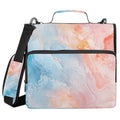 Waterproof 3-Ring Zipper Binder with Shoulder Strap for 500 Sheets - Soft Blue Pink Marble