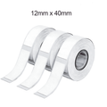 Self-Adhesive Thermal Label Stickers for Label Makers - 3 Rolls, 160 Labels Each, Black on White, Pre-Cut, 12mm x 40mm