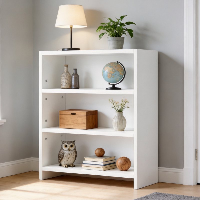 3-Tier Adjustable Open Bookcase White Storage Shelves for Home & Office