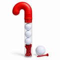 Candy Cane Golf Ball Gift Set – 3 Festive Holiday Golf Balls & 10 Wooden Tees