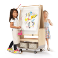 3-in-1 Kids Art Easel with Magnetic Chalkboard Whiteboard & Storage, Adjustable Height