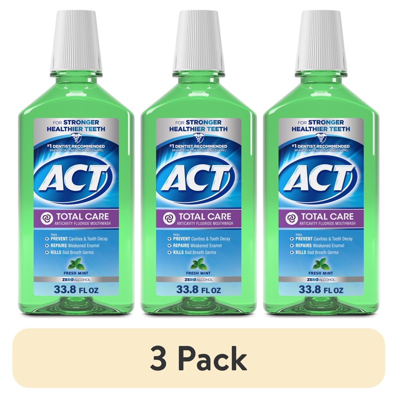 Anticavity Mouthwash with Fluoride and Fresh Mint - 33.8 fl oz, Pack of 3