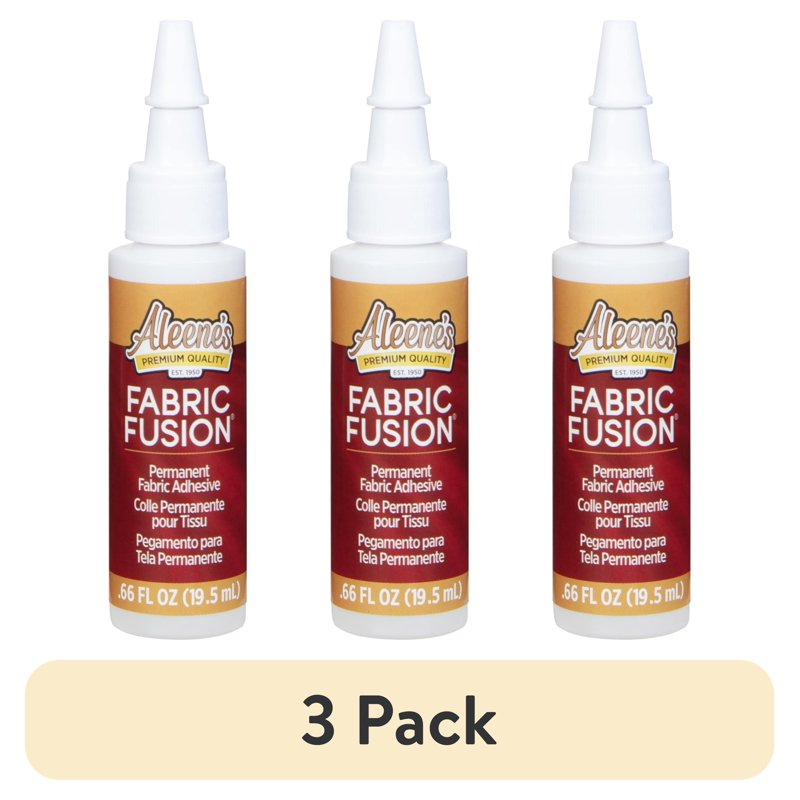 3 Pack Fabric Fusion Permanent Fabric Glue - Clear, Dries Flexible