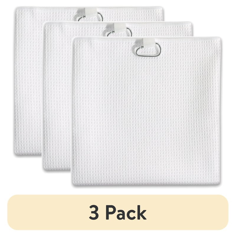Golf Towel Microfiber with Carabiner Clip 30x20 Inch White - Pack Options