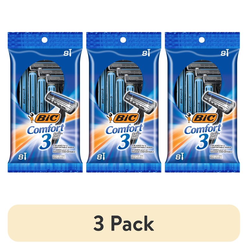 Men's Disposable Razor Set - 3-Blade Comfort Shaving Razors, 8-Count