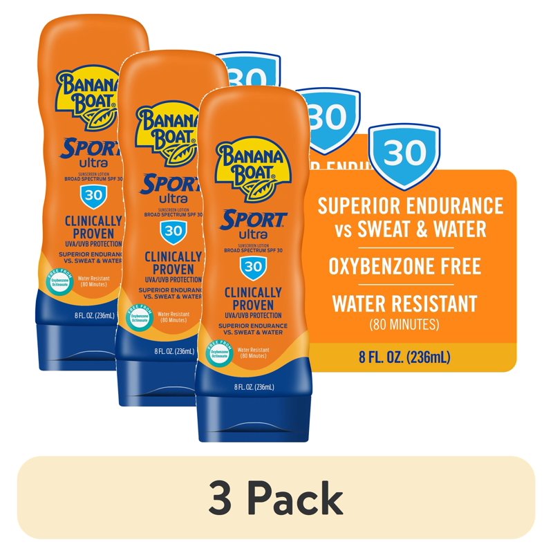 SPF 30 Sunscreen Lotion for Active Lifestyle - Water & Sweat Resistant 3 Pack