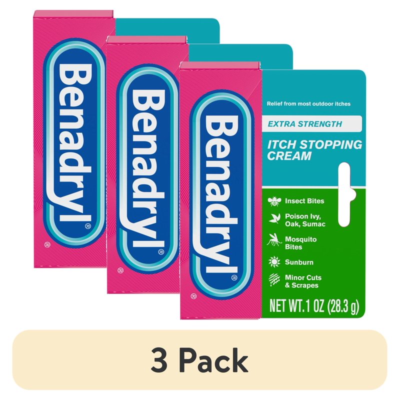 Benadryl Extra Strength Itch Relief Cream - 3 Pack, Topical Analgesic, 1 oz