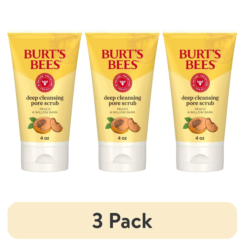 Natural Deep Cleansing Pore Scrub with Peach and Willow Bark - 3 Pack