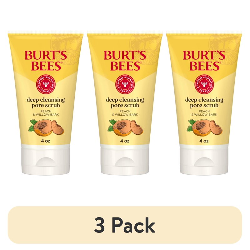 Natural Deep Cleansing Pore Scrub with Peach & Willow Bark - 3 Pack