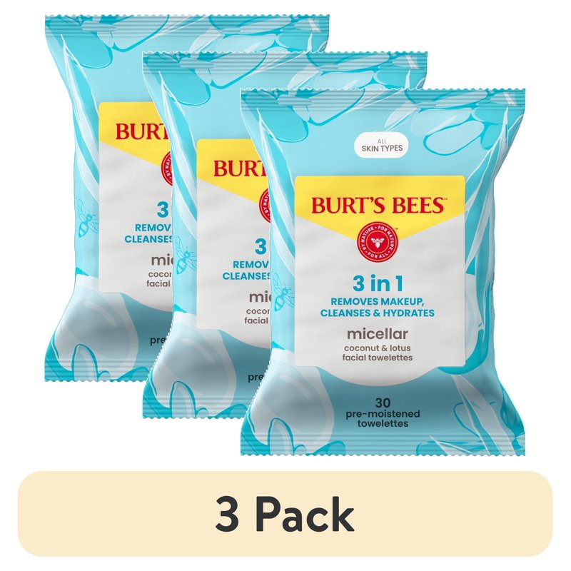 Micellar Coconut and Lotus Makeup Remover Wipes - 3 Pack, 30 Count