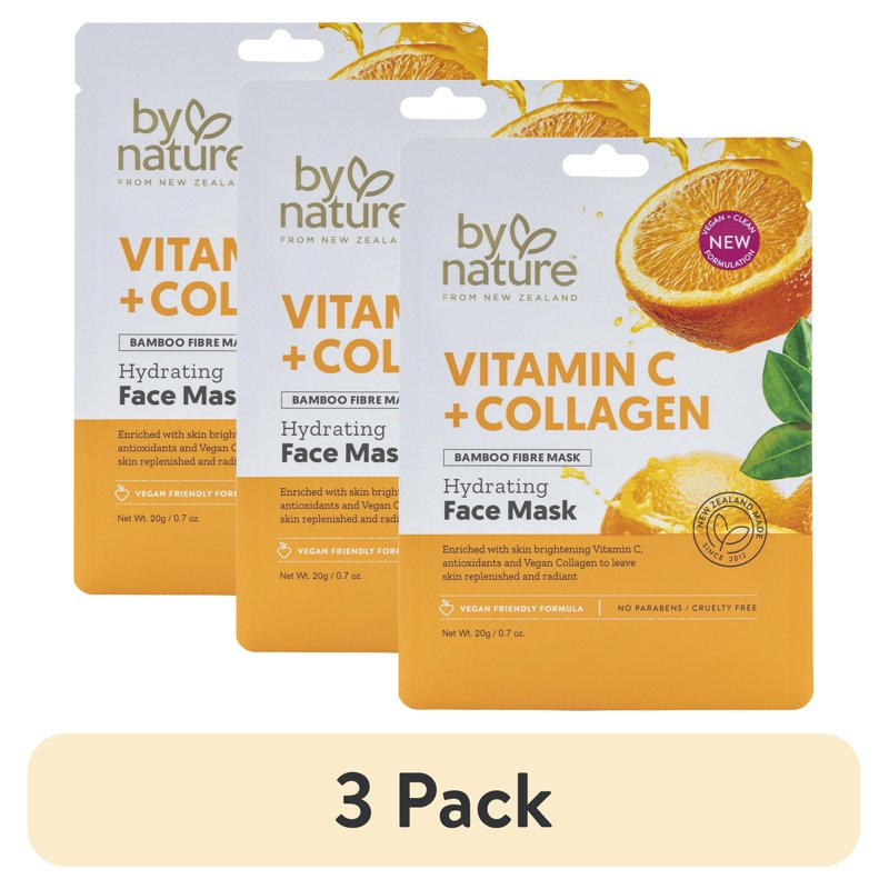(2 Pack) Vitamin C & Collagen Face Sheet Masks for Brightening & Hydration, Dull Skin Treatment