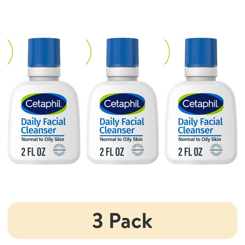 Travel Size Facial Cleanser for Sensitive Skin - 3 Pack, 2 oz
