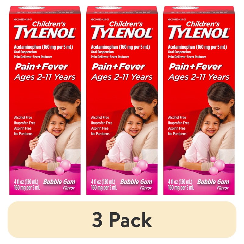 Children's Bubble Gum Flavor Pain & Fever Relief Medicine, 4 fl oz - Multipack