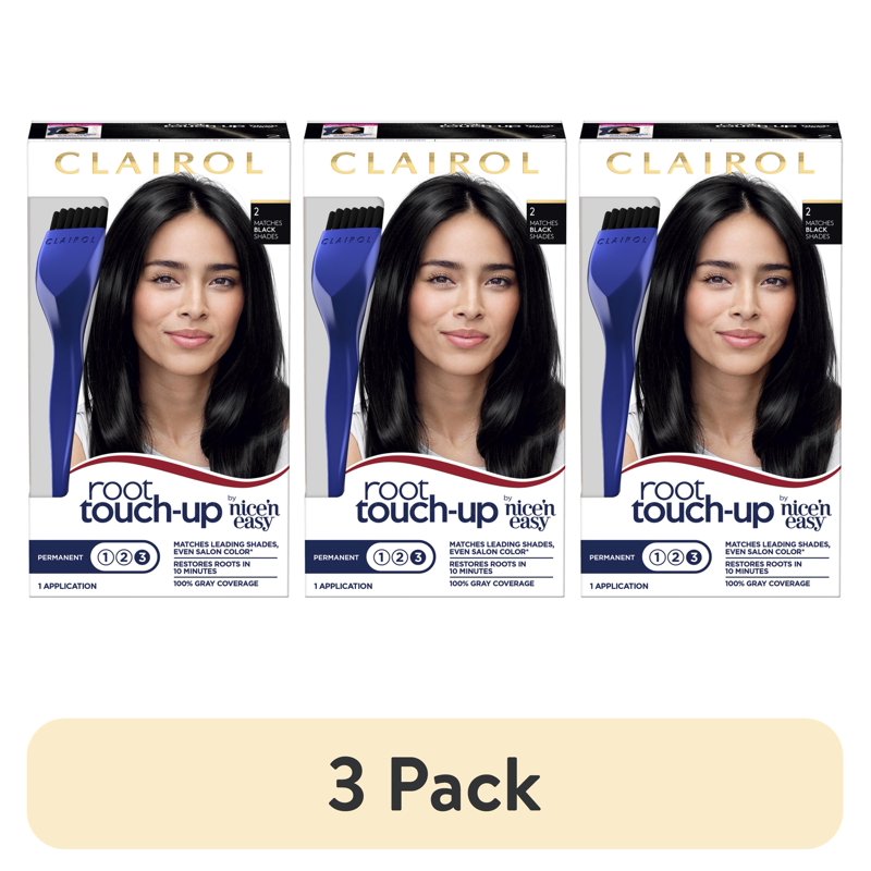 Permanent Hair Dye Kit - Black, Gray Coverage, Root Touch-Up, Easy Application