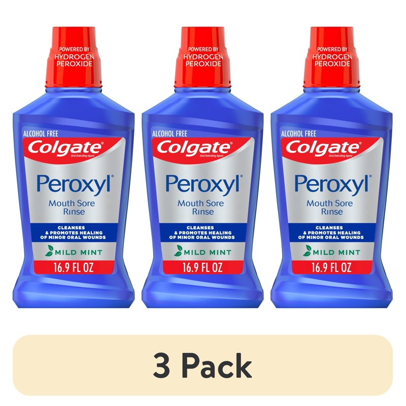 (3 Pack) Alcohol-Free Mouthwash & Mouth Sore Rinse - Mild Mint, 16.9 fl oz