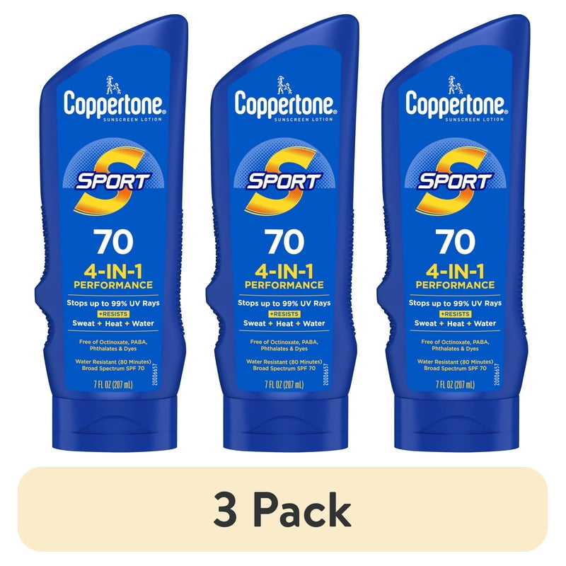 Bulk SPF 70 Sunscreen Lotion for Active Outdoor Use - 3 Pack, 7 fl oz