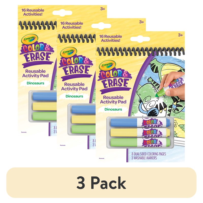 Crayola Reusable Dinosaur Activity Pad for Kids, 3 Pack - Toddler Art & Craft Set