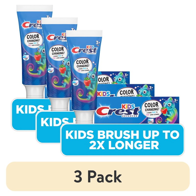 Kids Color Changing Strawberry Fluoride Toothpaste - 4.2 oz, Multipack