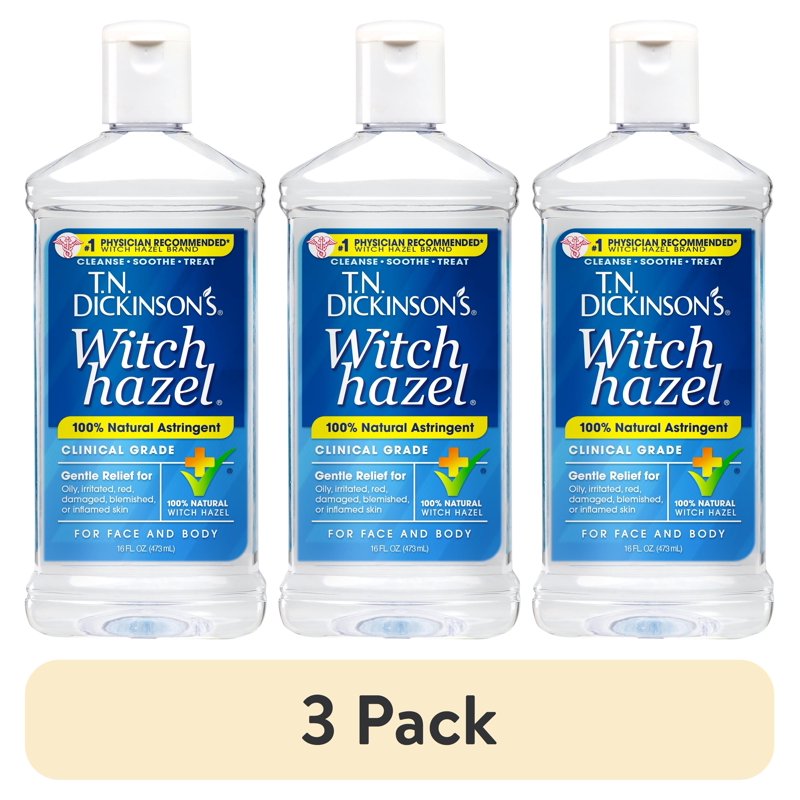 Natural Witch Hazel Astringent - Face & Body Skin Toner, 16 fl oz - 3 Pack