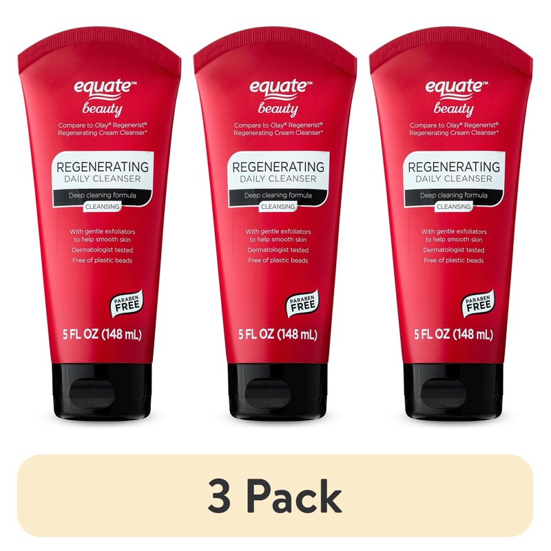 (3 Pack) Equate Regenerating Cream Deep Facial Cleanser - All Skin Types, 5 fl oz
