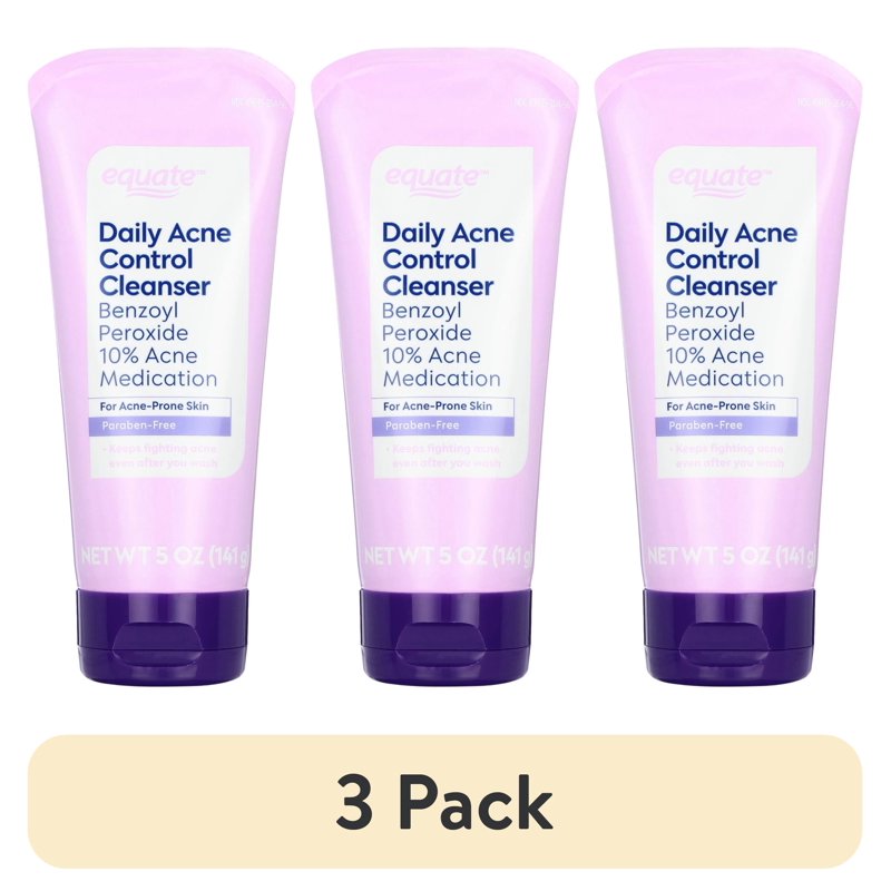 Acne Face Cleanser with Benzoyl Peroxide 10% - 3 Pack, 5 oz Each
