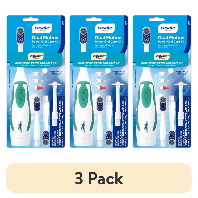 Dual Motion Power Oral Care Kit with Interdental Tools - Soft Bristles, Complete Dental System