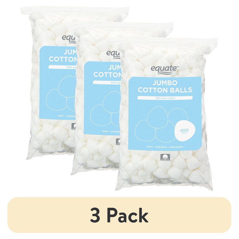 Jumbo Cotton Balls Pack of 400 - Soft, Absorbent, Multi-Purpose Cotton for Skincare & DIY