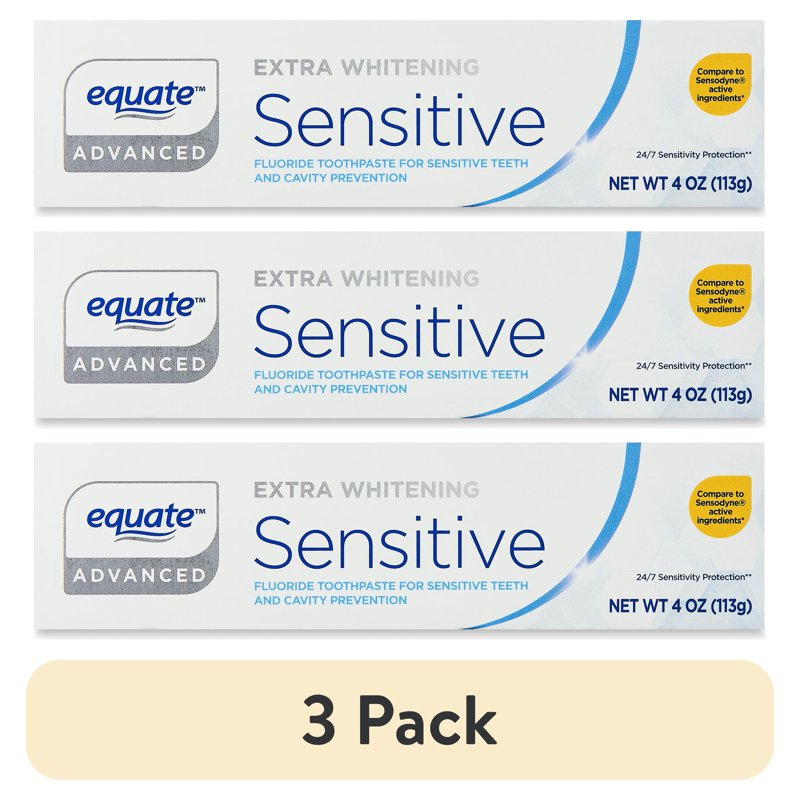 3 Pack Sensitive Whitening Toothpaste - Fluoride & Potassium Nitrate 4 oz