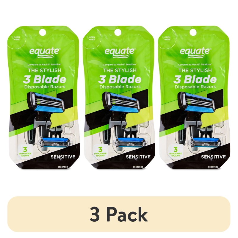 Disposable Razors for Men - 3-Blade Sensitive Shaving Razors, Pack of 3