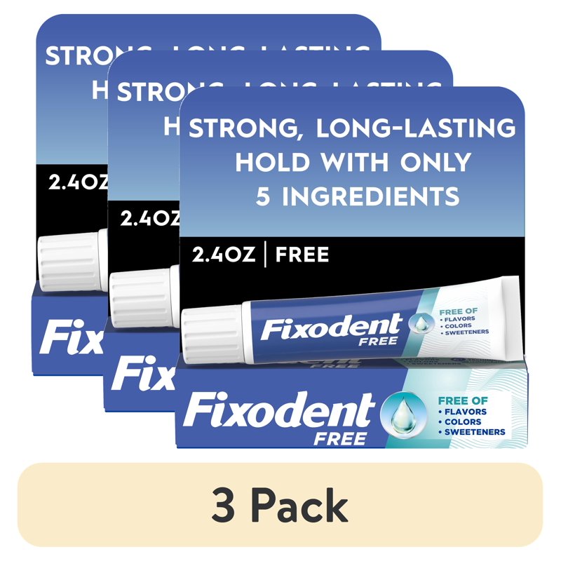 3 Pack Denture Adhesive Cream - Strong Hold, Free from Sulfates & Artificial Ingredients