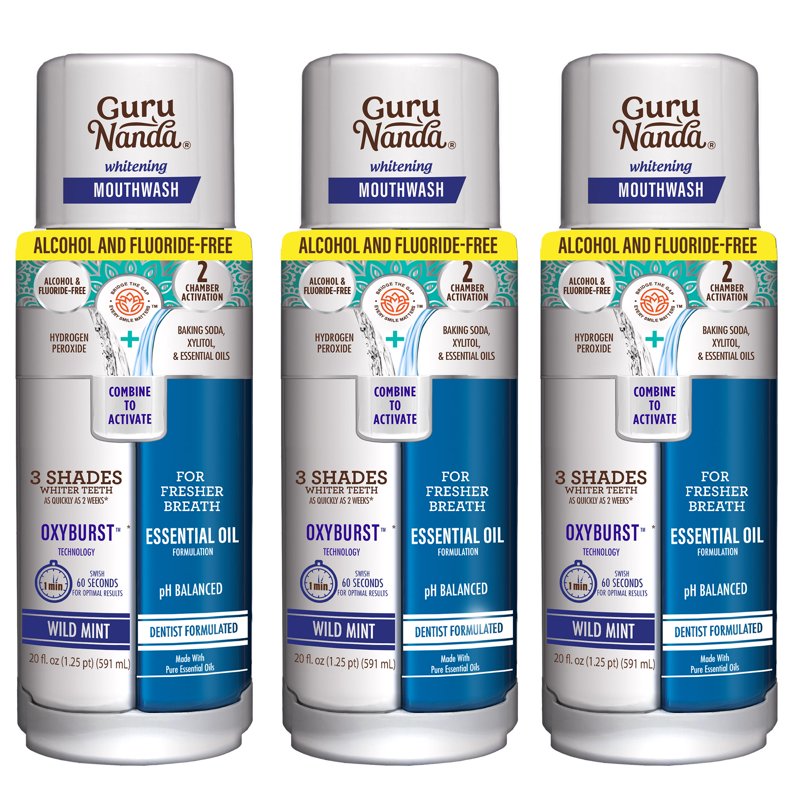 Multipack Whitening Mouthwash with Fluoride-Free Wild Mint - Dual Chamber, 3 Pack