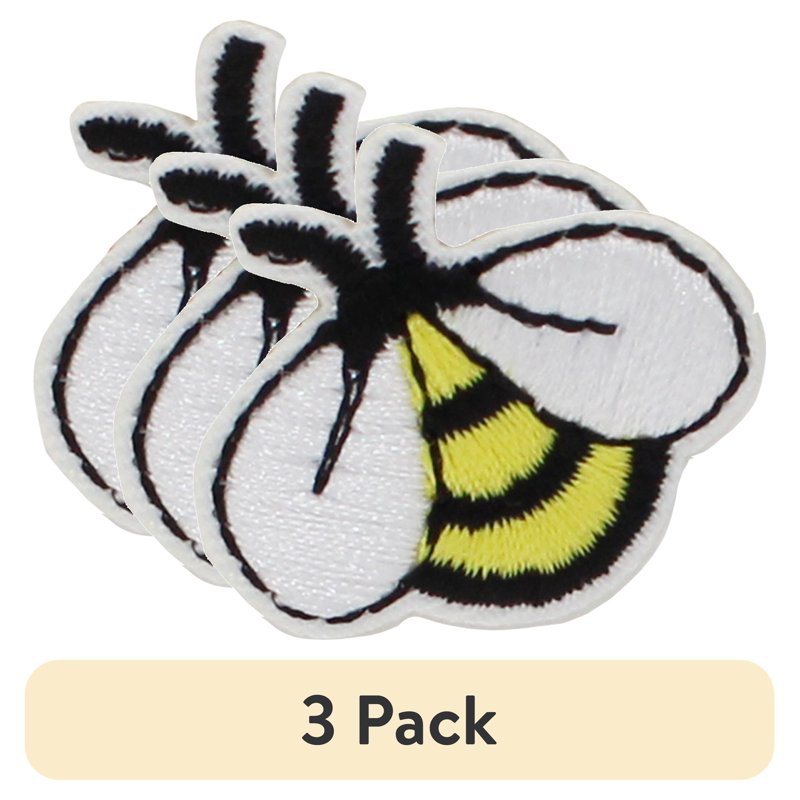 Embroidered Bumblebee Iron-On Patch Appliques Set of 2 - Yellow and Black, 1" x 1.1"