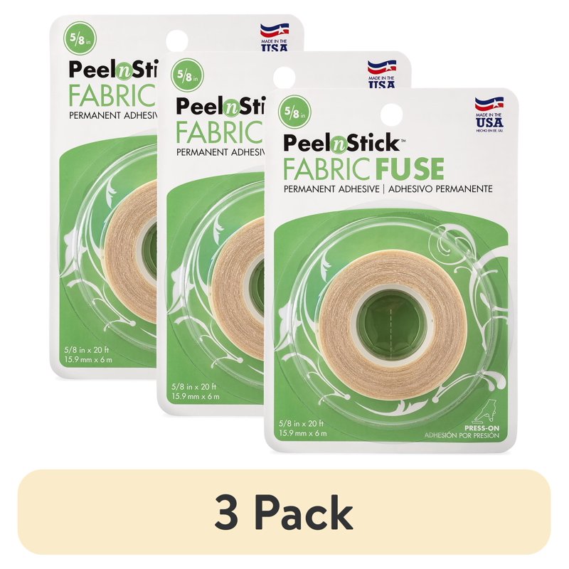 Fabric Hem Tape Double-Sided Adhesive Roll 5/8 Inch x 20 Feet Clear - Multipack 3