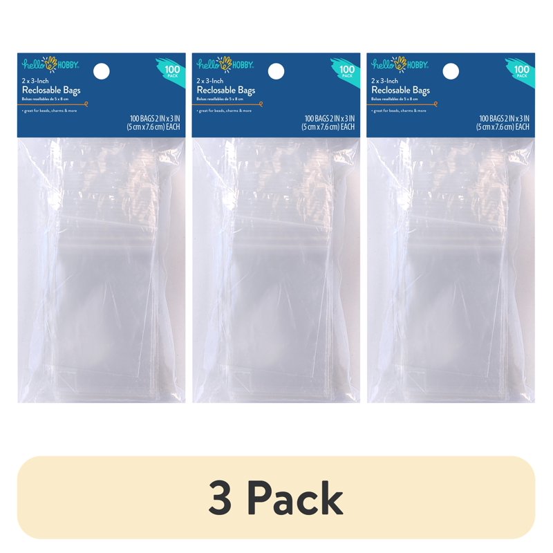 Clear Reclosable Poly Bags 2x3 Inches - Pack of 100 for Craft & Organization