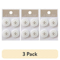 White 3/4 Inch 4-Hole Buttons - Pack of 3 for Sewing & Crafts