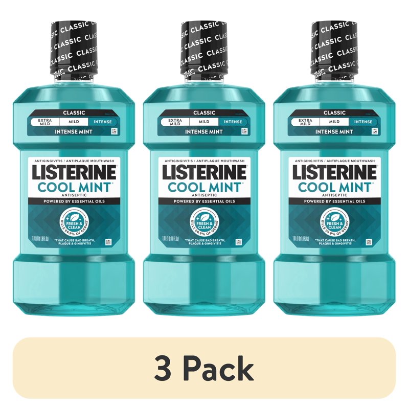 Listerine Cool Mint Antiseptic Mouthwash - 3 Pack, 33.8 fl oz / 1 L