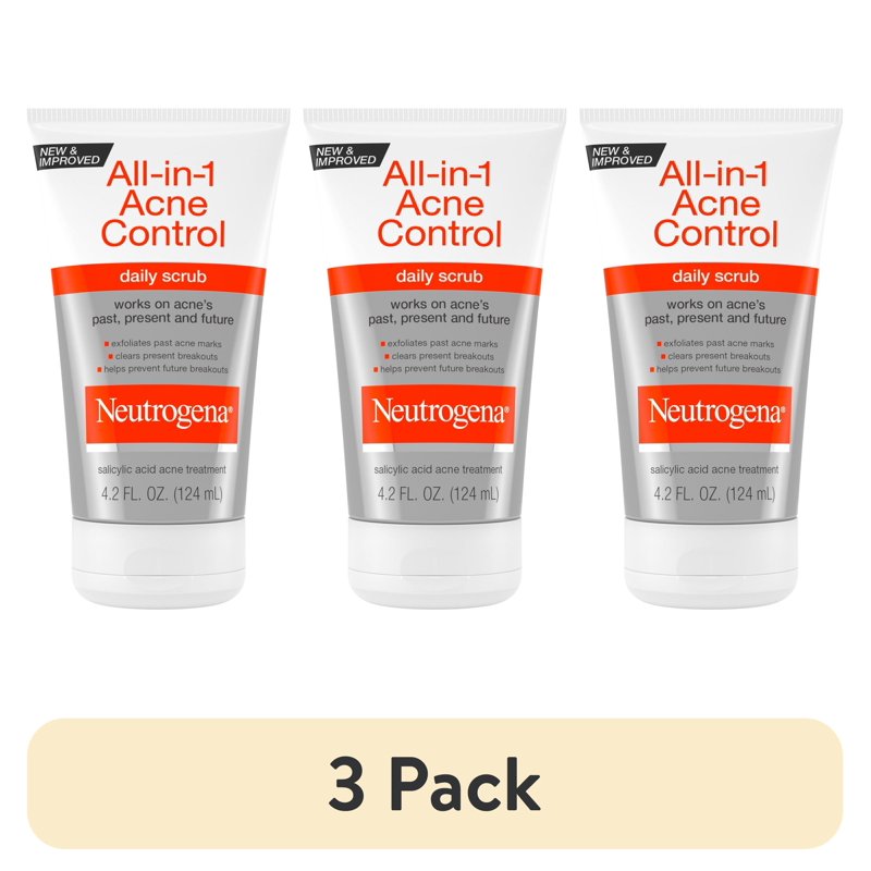 Neutrogena Acne Face Wash & Exfoliating Scrub Set - Salicylic Acid, 4.2 fl oz, 3 Pack
