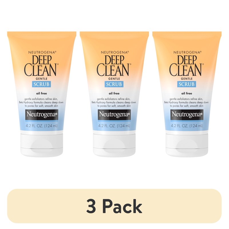 Deep Clean Gentle Facial Scrub - Oil-Free Exfoliating Face Wash for Pores - 4.2 fl oz (3 Pack)