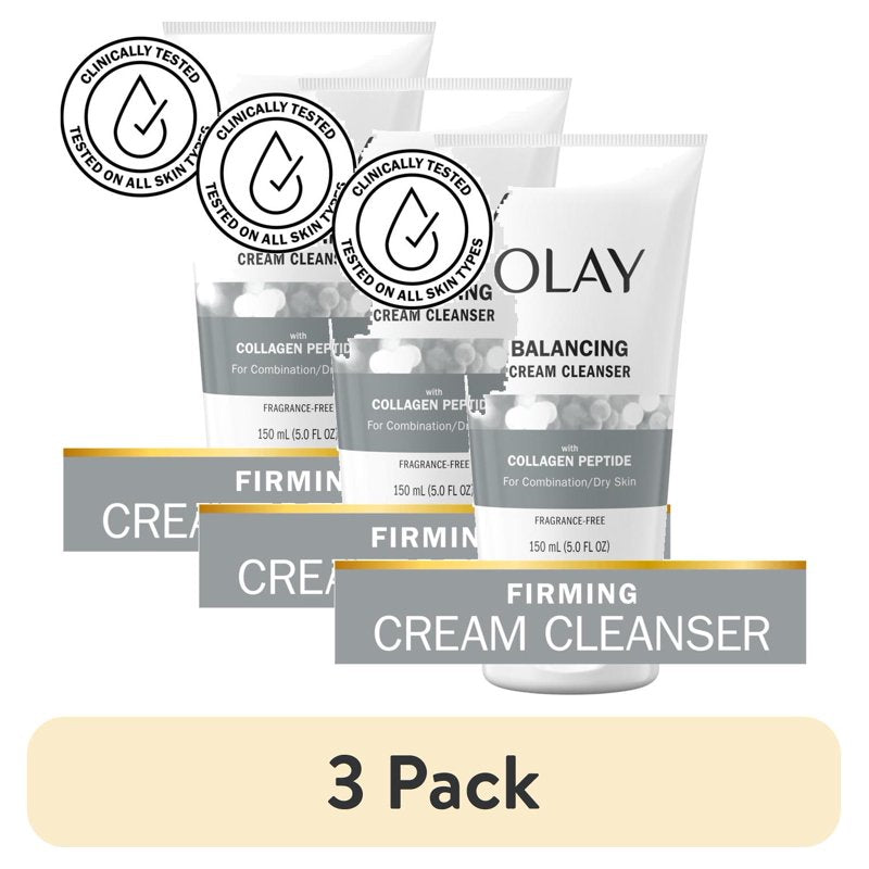 Olay Collagen Peptide Face Wash - Fragrance-Free Deep Cleansing for All Skin Types - 3 Pack