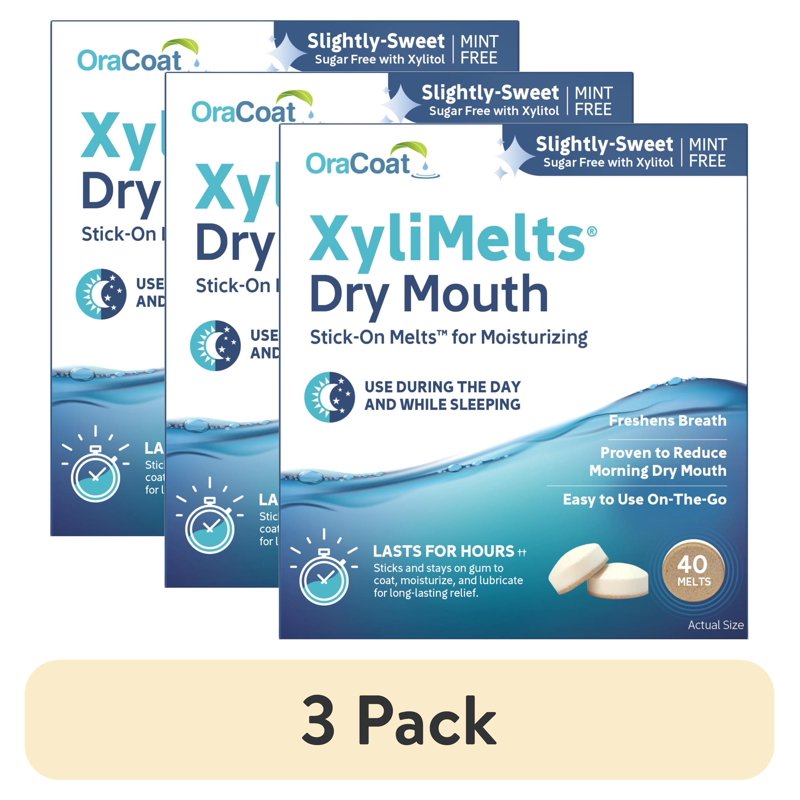 Dry Mouth Relief Discs 40 Count - Moisturizing Oral Adhesives with Xylitol, Multipack