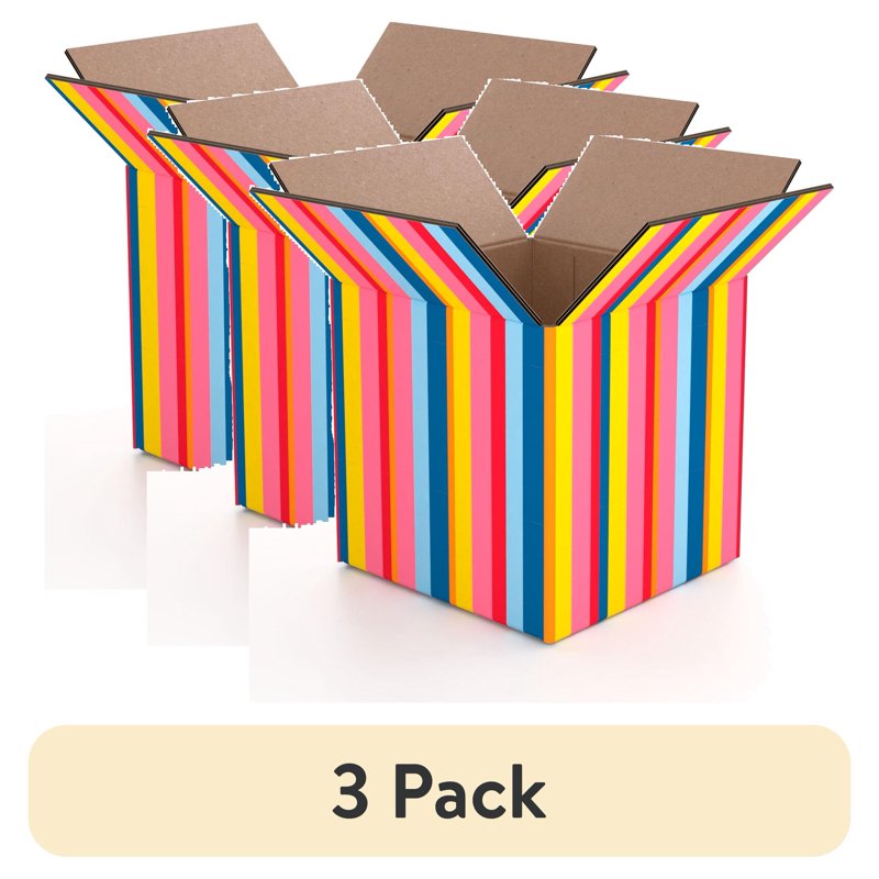 Small Shipping Box 6x6x6 Inches - Pack of 3 Striped E-Commerce Packaging