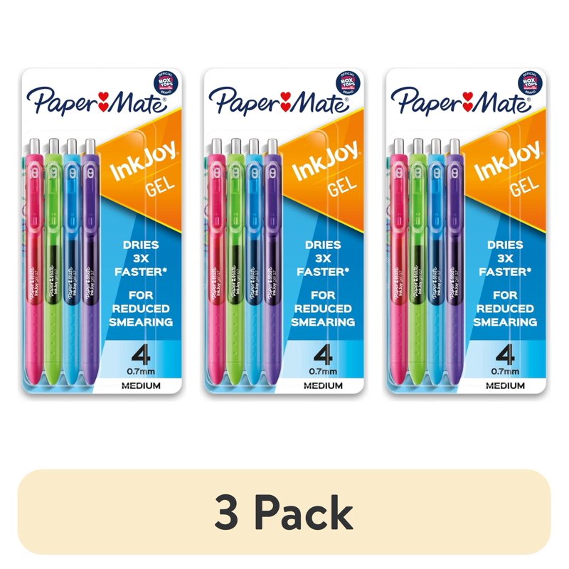 (3 Pack) Paper Mate InkJoy Gel Pens, Medium Point, Assorted Colors - 4-Pack Variation