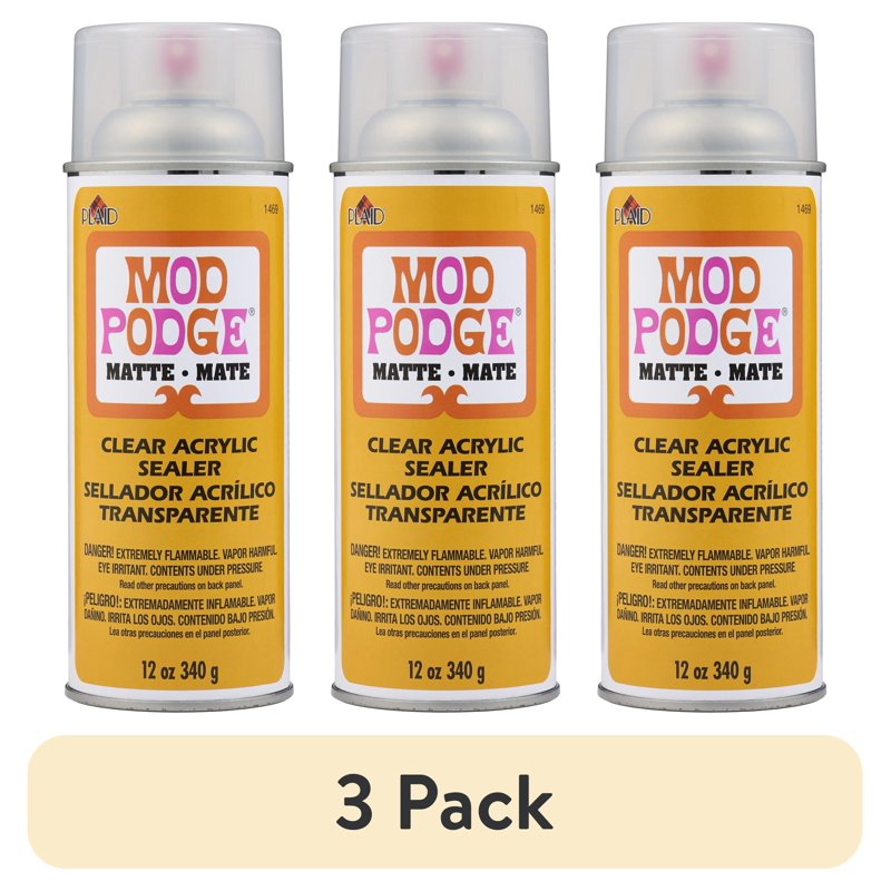 Mod Podge Matte Clear Acrylic Sealer Spray 3 Pack - 12 fl oz Each
